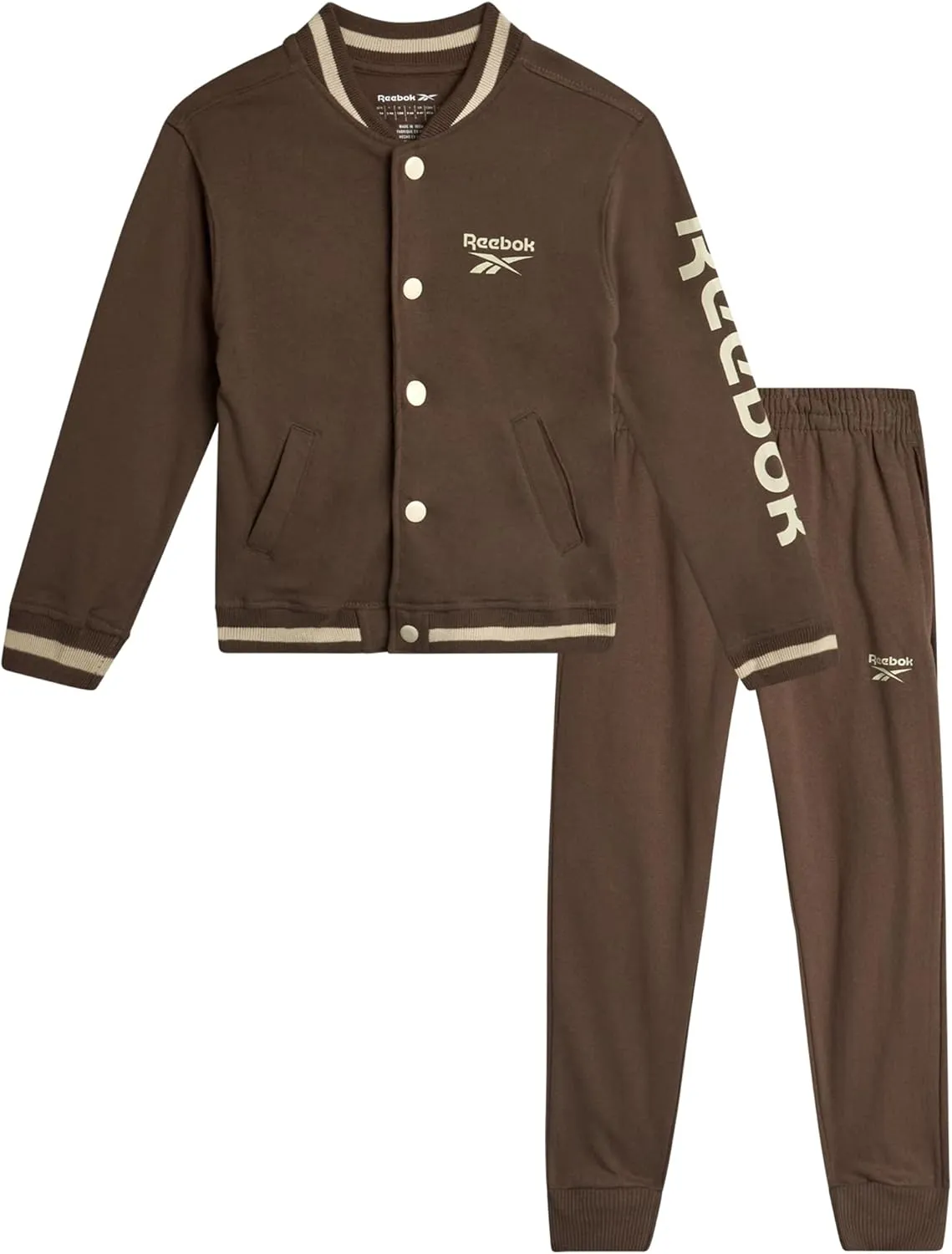 Reebok Boys' Pants Set - 2 Piece Fleece Varsity Jacket and Jogger Sweatpants - Sweatshirt and Pants Outfit for Toddlers, 2T-7