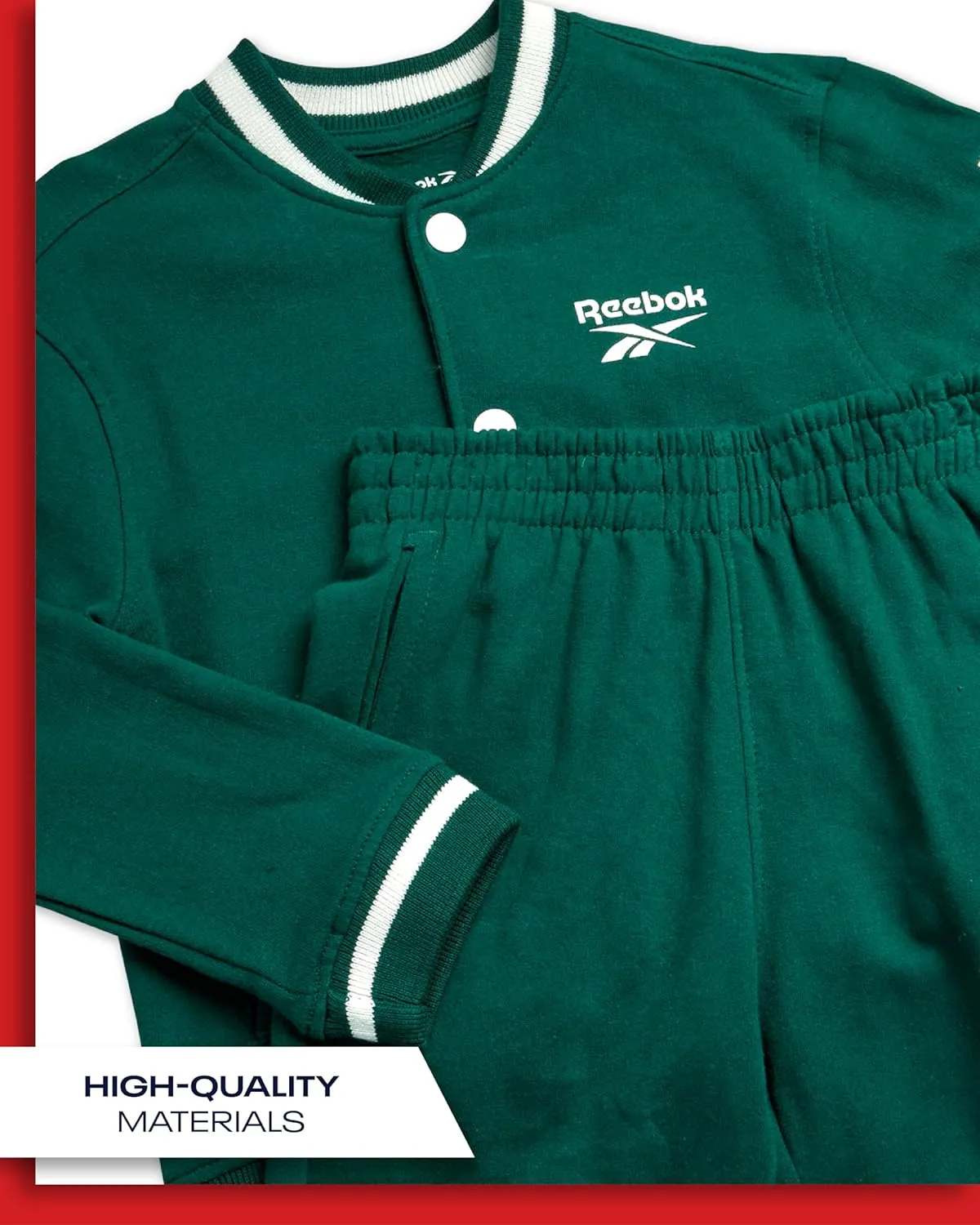Reebok Boys' Pants Set - 2 Piece Fleece Varsity Jacket and Jogger Sweatpants - Sweatshirt and Pants Outfit for Toddlers, 2T-7