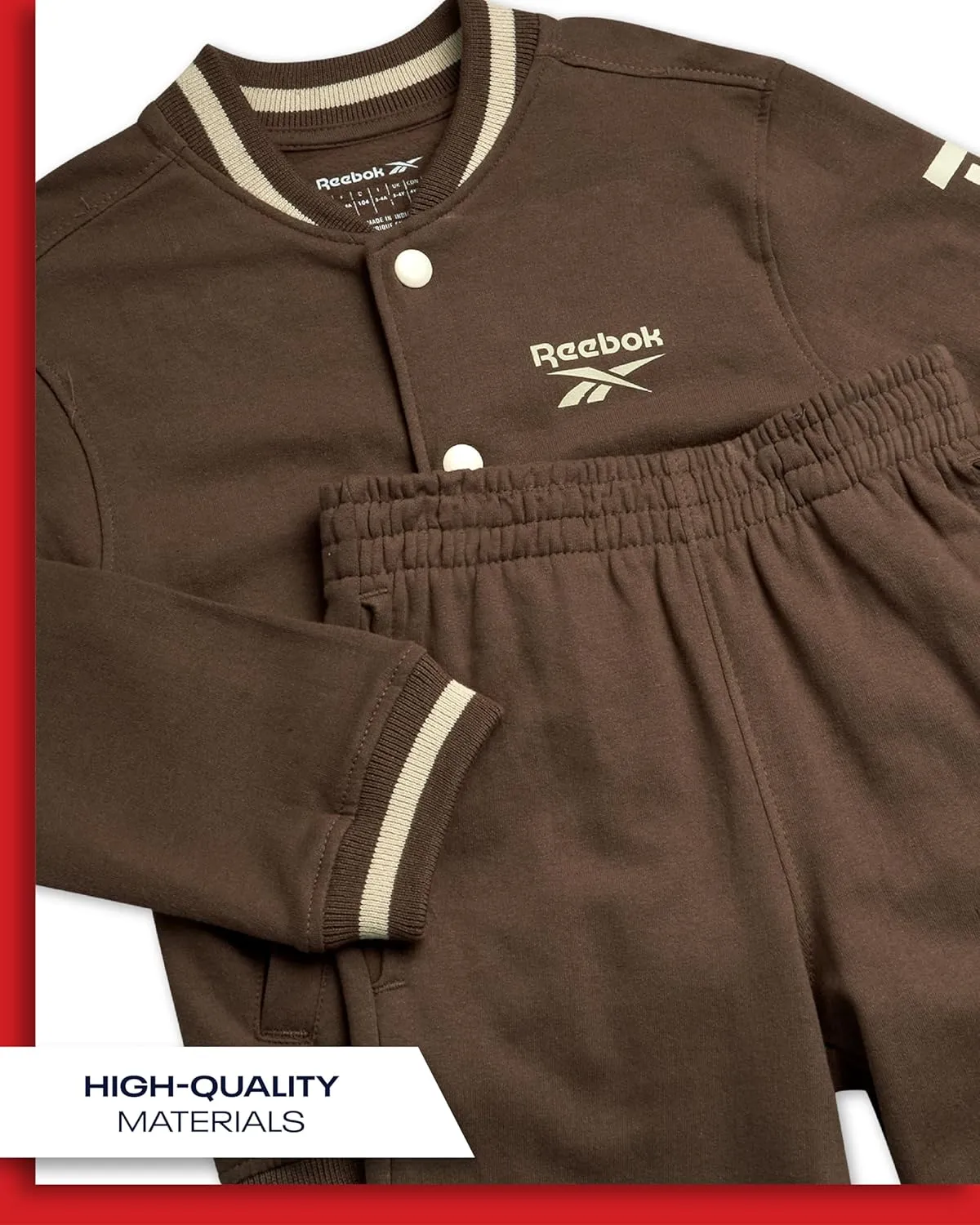 Reebok Boys' Pants Set - 2 Piece Fleece Varsity Jacket and Jogger Sweatpants - Sweatshirt and Pants Outfit for Toddlers, 2T-7