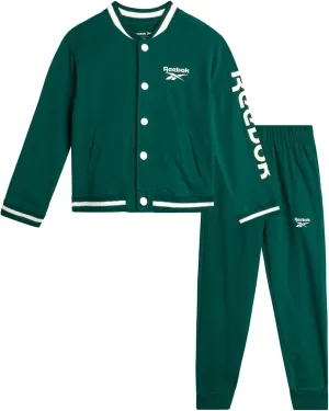 Reebok Boys' Pants Set - 2 Piece Fleece Varsity Jacket and Jogger Sweatpants - Sweatshirt and Pants Outfit for Toddlers, 2T-7