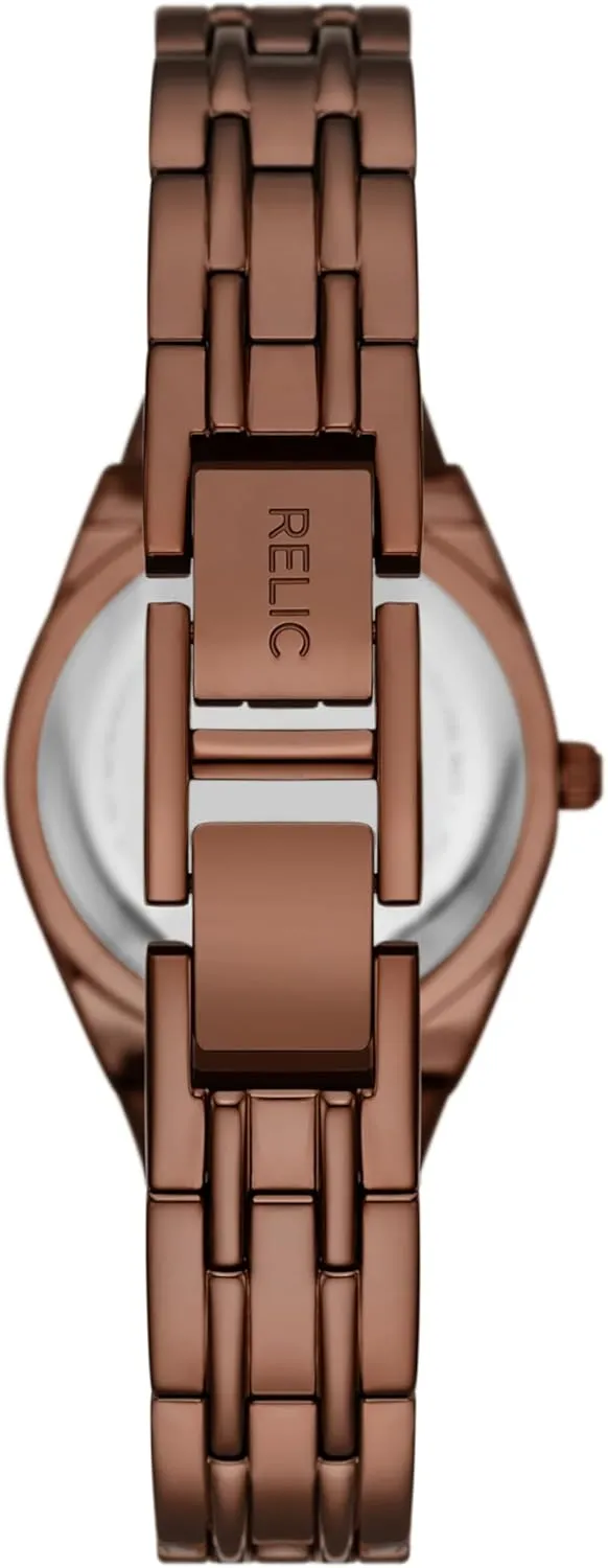 RELIC by Fossil Women's Queen's Court Three-Hand Date Silver and Gold Two-Tone Stainless Steel Bracelet Dress Watch (Model: ZR11775)