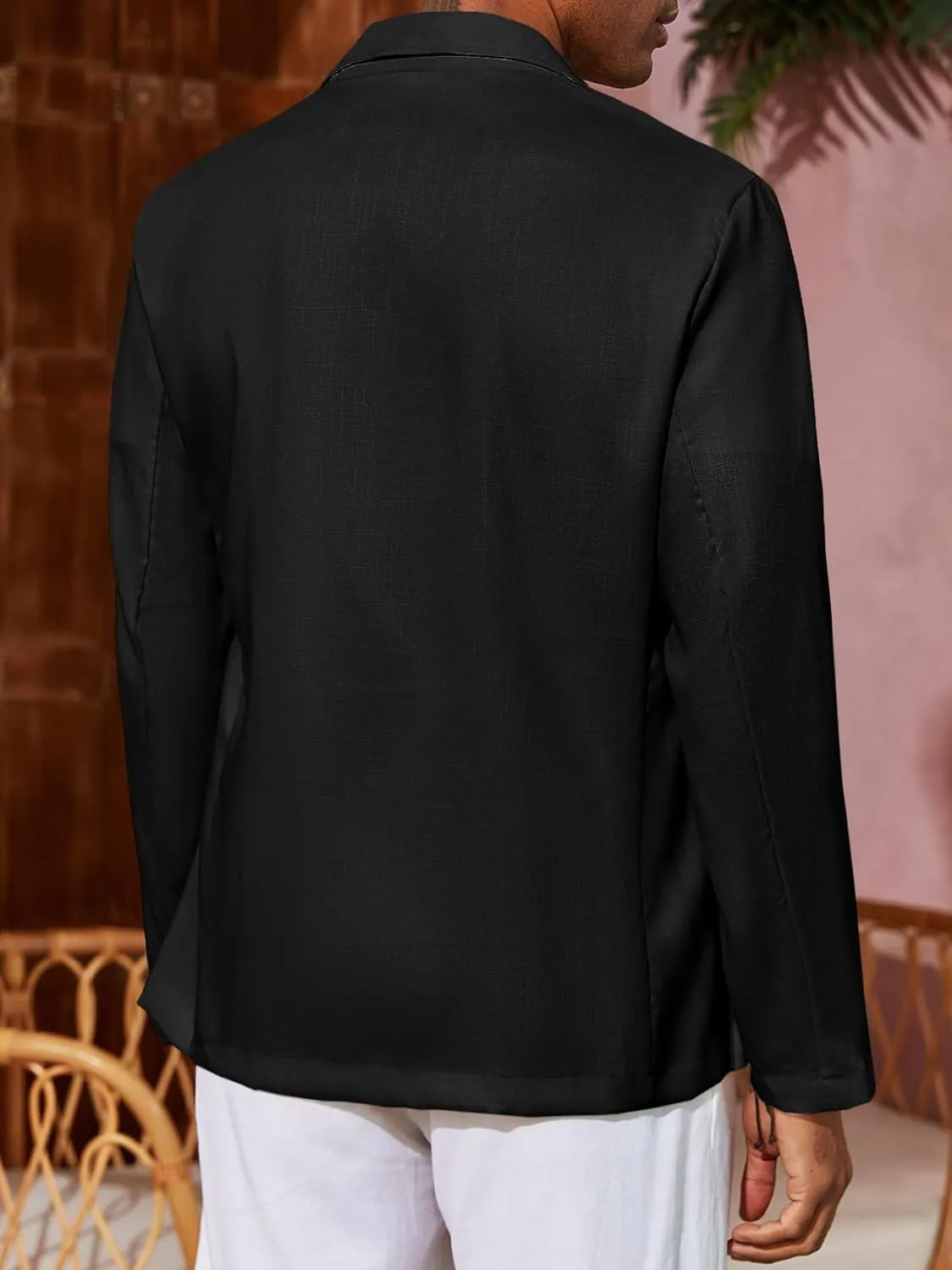 Runcati Mens Casual Linen Blazer Suit Jacket Two Button Slim Fit Lightweight Business Sport Coats