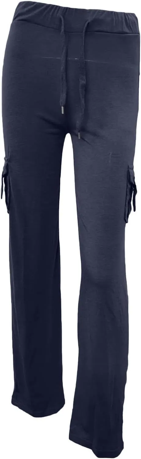 Ruziyoog High Waisted Yoga Pants with Pockets Casual Wide Leg Lounge Pants Drawstring Elastic Waist Trousers for Women