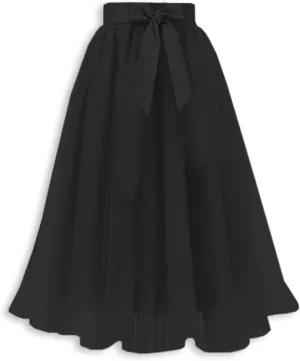 SANGTREE Women's Chiffon Skirt Flowy Floral Midi Maxi Elastic Pleated High Waist Swing Printed Belted Skirt