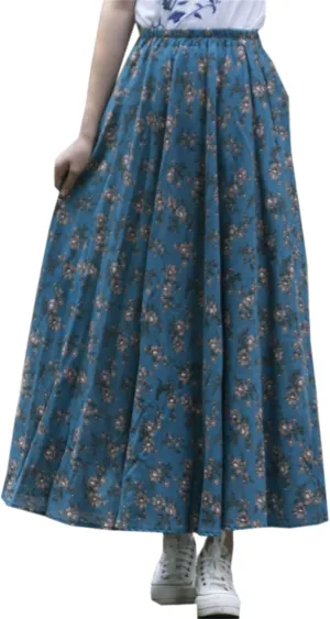 SANGTREE Women's Cotton Linen Beach Casual A Line Maxi Skirt 2025 Spring Summer Trendy Elastic Waist Flowy Long Skirt