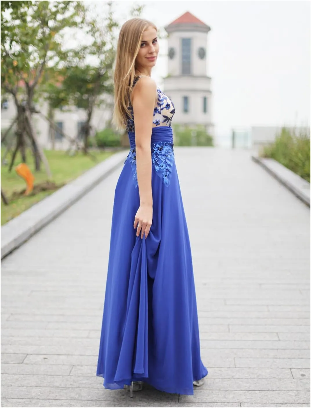 Sarahbridal Women's Long Prom Dress Chiffon Bridesmaid Dresses Ball Gowns SSD181