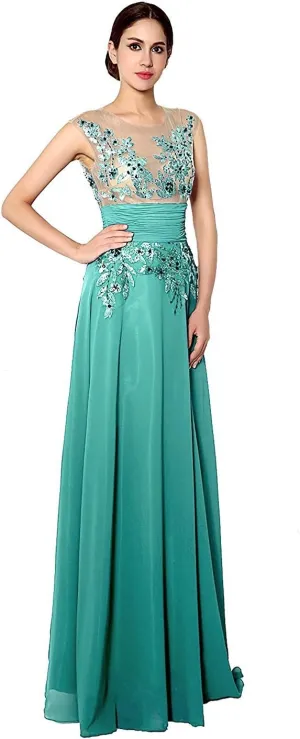 Sarahbridal Women's Long Prom Dress Chiffon Bridesmaid Dresses Ball Gowns SSD181