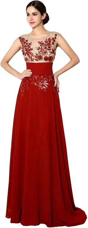Sarahbridal Women's Long Prom Dress Chiffon Bridesmaid Dresses Ball Gowns SSD181