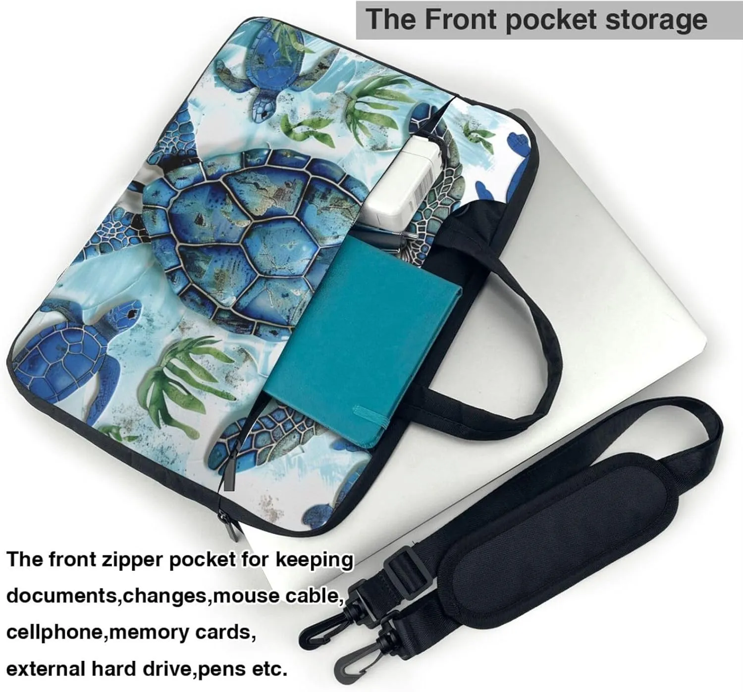 Sea Turtle Blue Laptop Tote Bag Travel Business Computer Bag Work Bag for Men Women