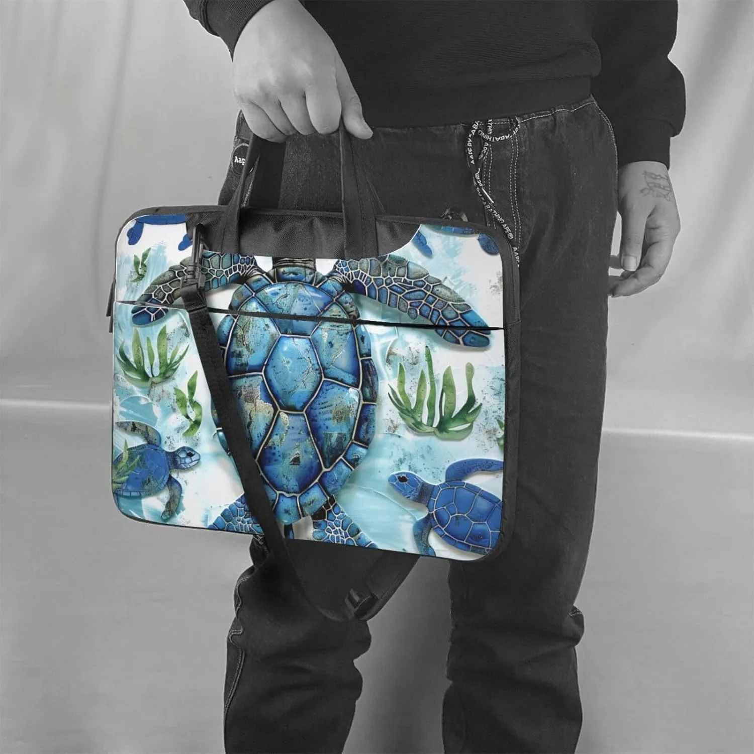 Sea Turtle Blue Laptop Tote Bag Travel Business Computer Bag Work Bag for Men Women