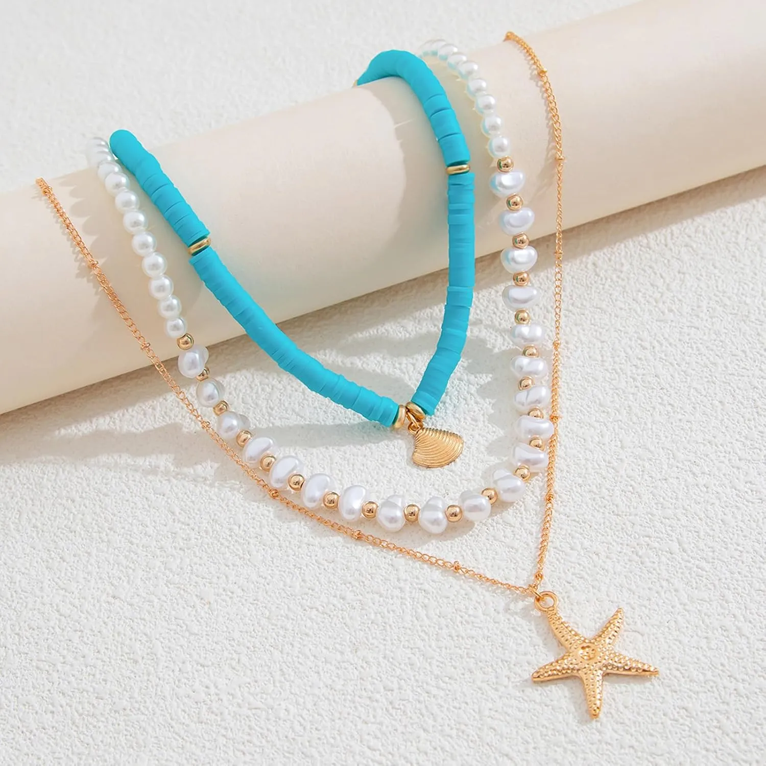Seashell Necklace for Women Shell Necklace Summer Outfits for Women Adjustable Layered Sea Shell Charm Necklaces Beach Vacation Essentials Holiday Jewelry