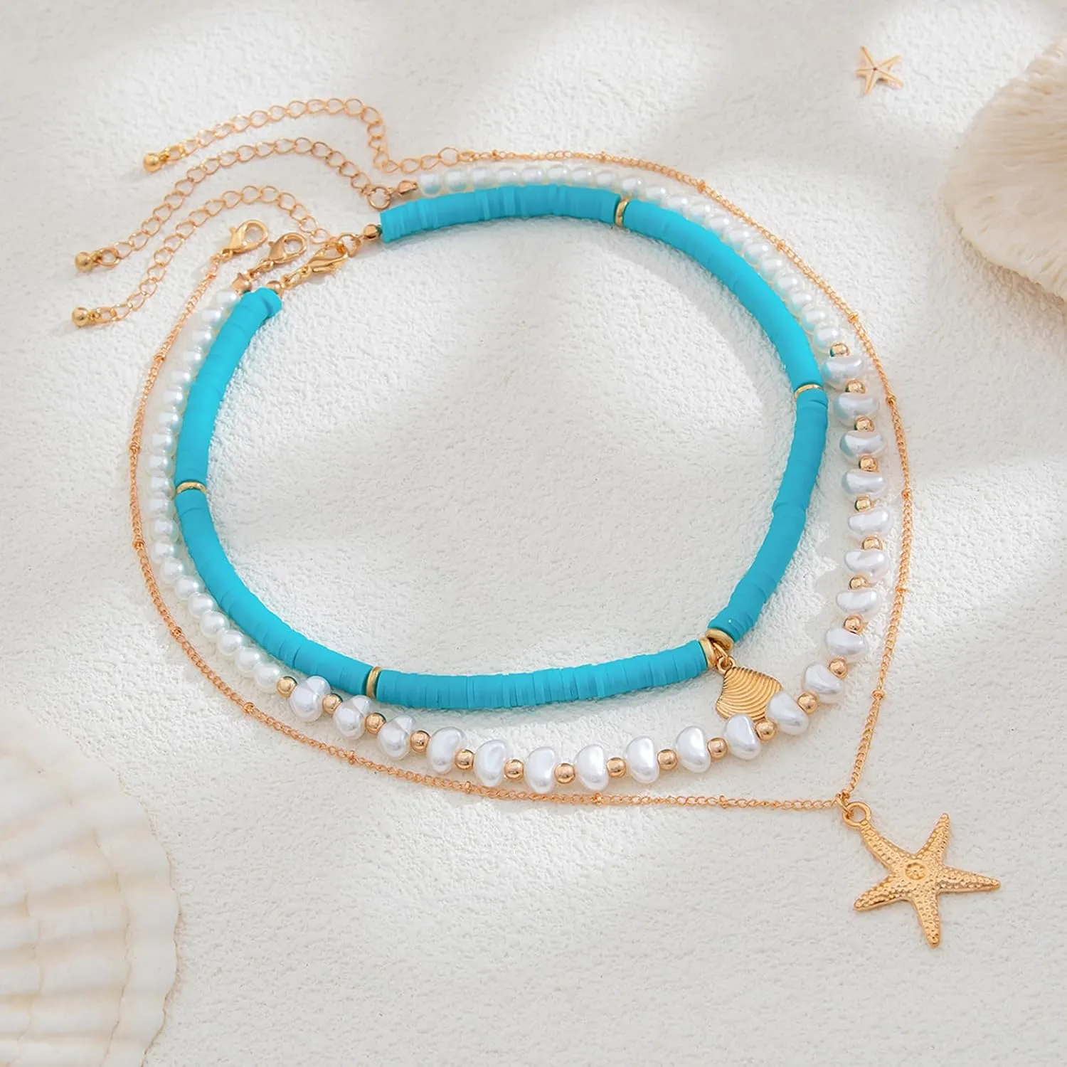 Seashell Necklace for Women Shell Necklace Summer Outfits for Women Adjustable Layered Sea Shell Charm Necklaces Beach Vacation Essentials Holiday Jewelry