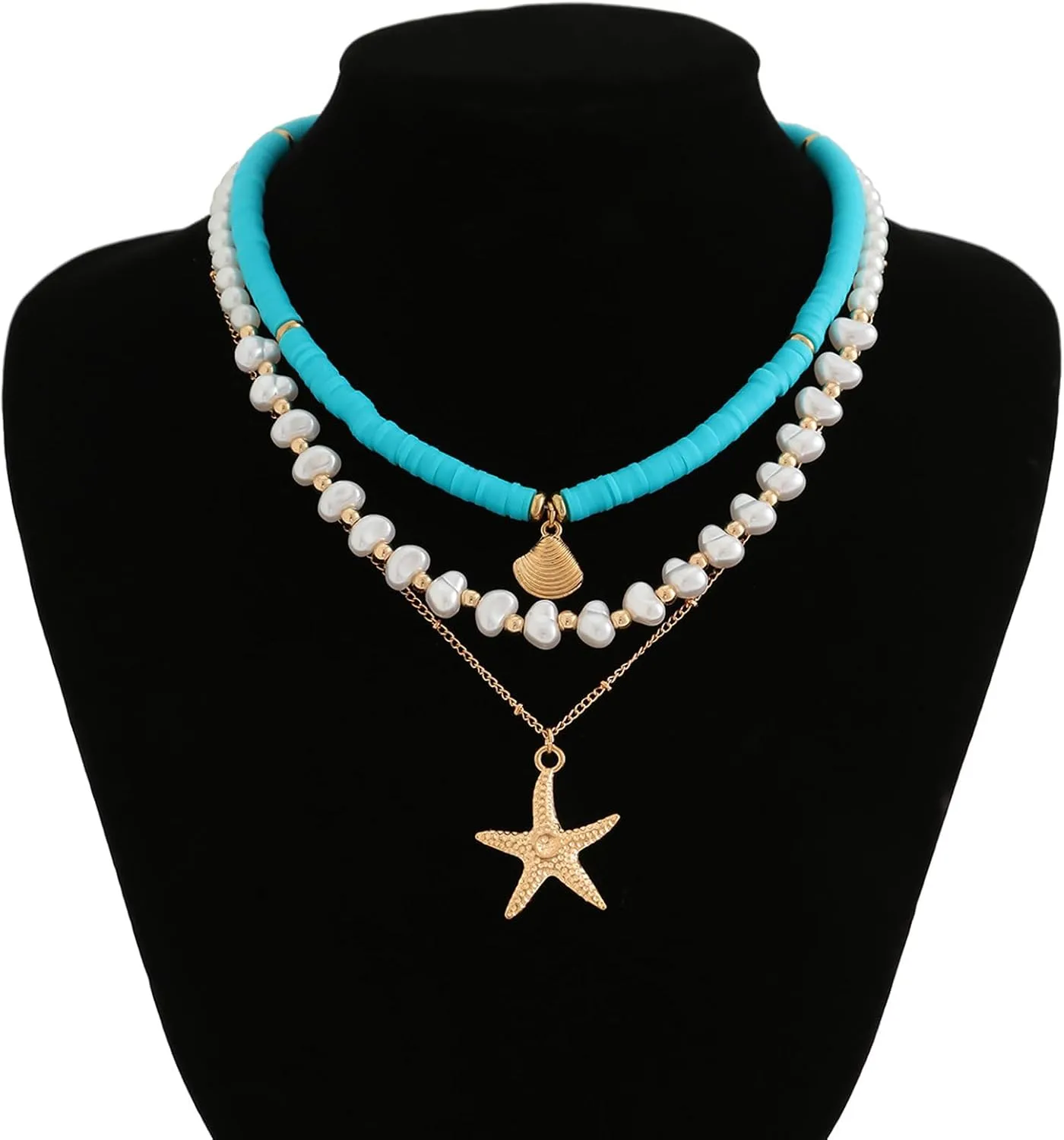 Seashell Necklace for Women Shell Necklace Summer Outfits for Women Adjustable Layered Sea Shell Charm Necklaces Beach Vacation Essentials Holiday Jewelry