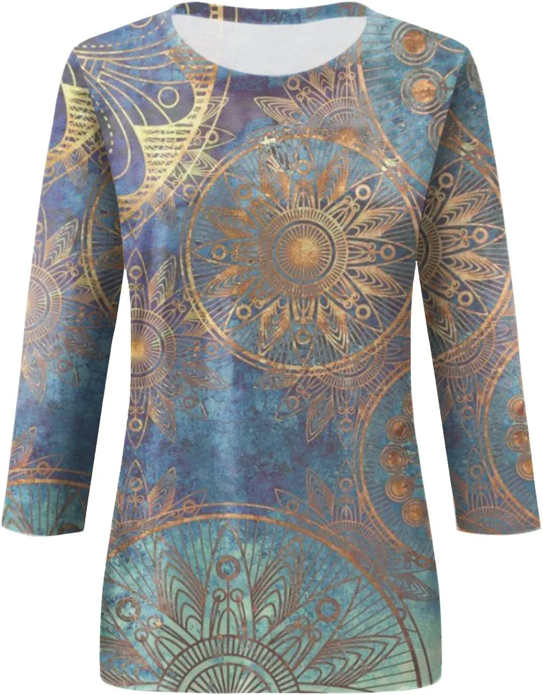 Segaven 3/4 Length Sleeve Womens Tops Trendy Solid Color Crewneck T Shirts Summer Basic Tunic Tees Casual Dressy Blouses