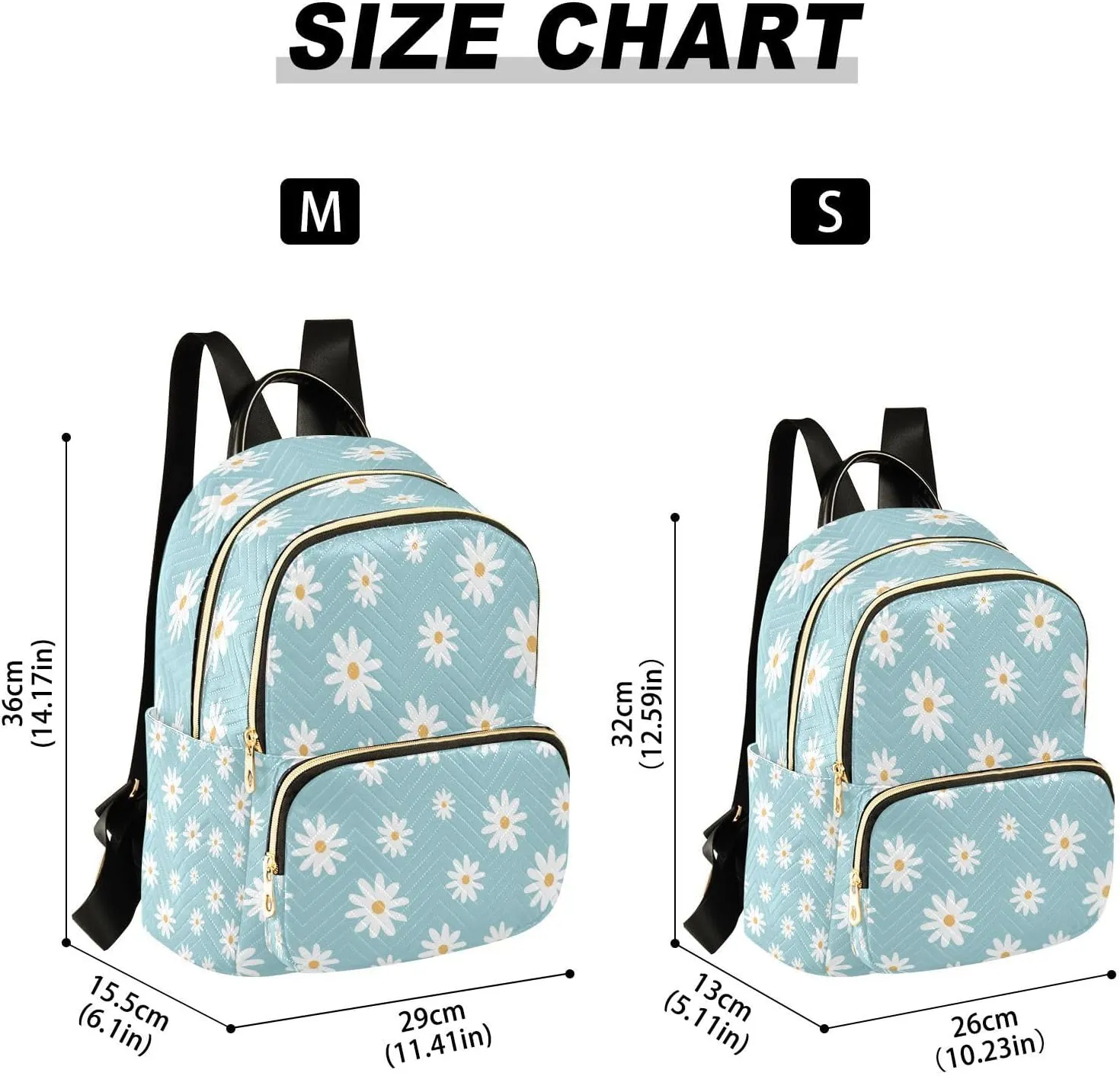 Senya Fashion Mini Backpack Purse - Cute White Daisy for Travel, College, Work