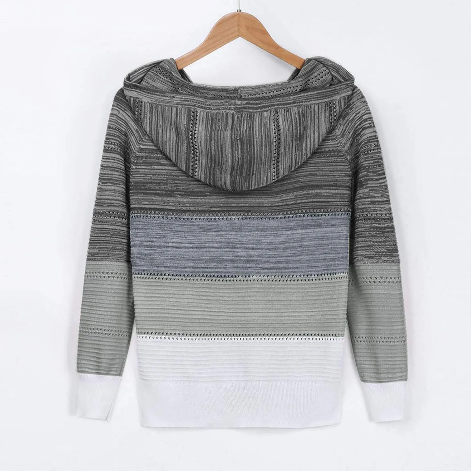 SHAOBGE Oversized Hoodie Blouse Sleeves Fashion Long Hooded Patchwork Tops Women V-Neck Sweater Casual Women's Plain
