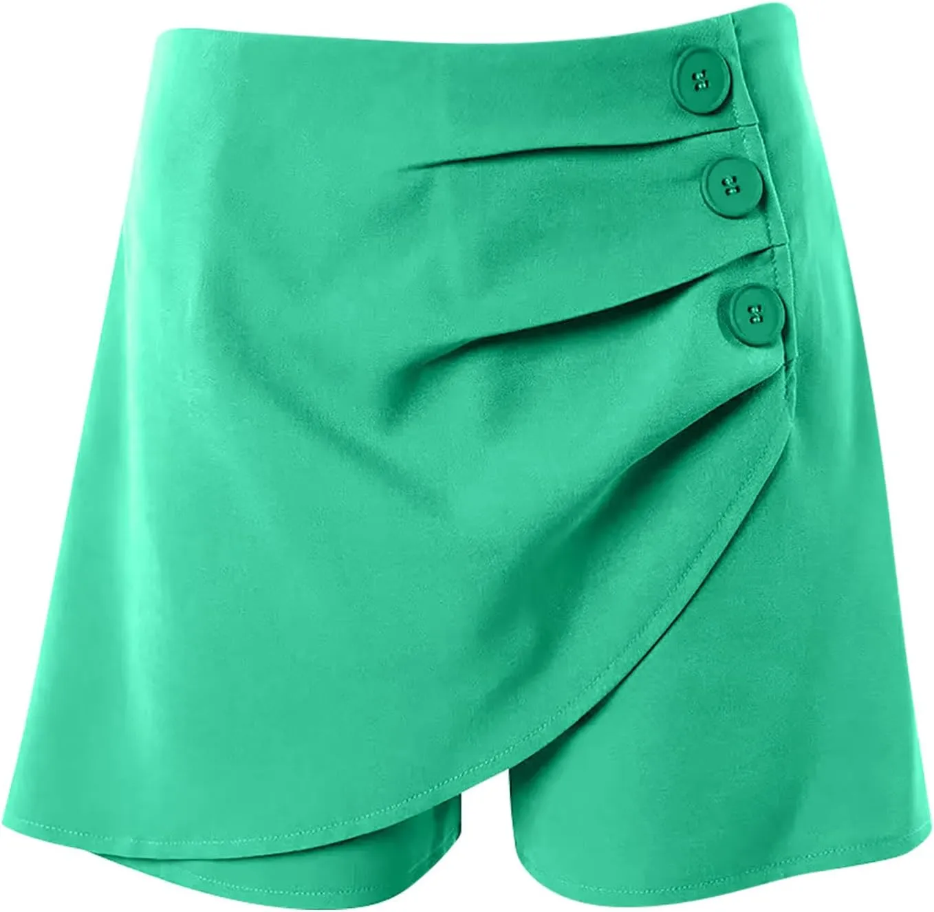 Shorts for Women Trendy 2024 High Waisted Button Ruched Solid Lounge Shorts Dressy Casual Summer Ladies Skorts Shorts
