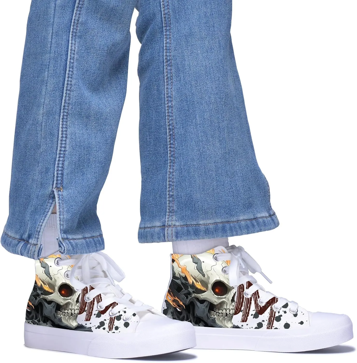 Skulls High Tops Canvas Shoes for Men Women Classic Lace Up Gothic Fashion Sneaker Street Casual Canvas Shoes