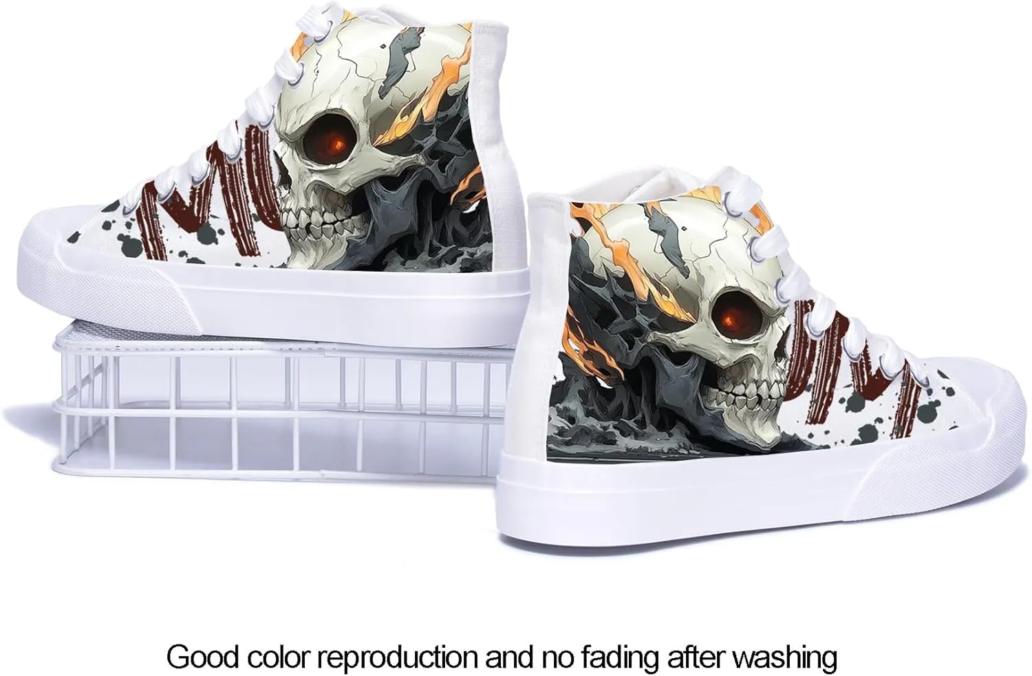 Skulls High Tops Canvas Shoes for Men Women Classic Lace Up Gothic Fashion Sneaker Street Casual Canvas Shoes