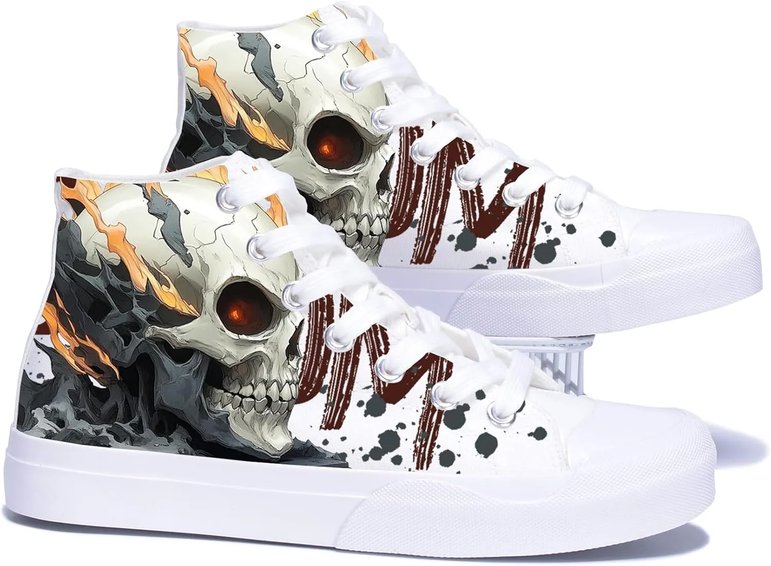 Skulls High Tops Canvas Shoes for Men Women Classic Lace Up Gothic Fashion Sneaker Street Casual Canvas Shoes