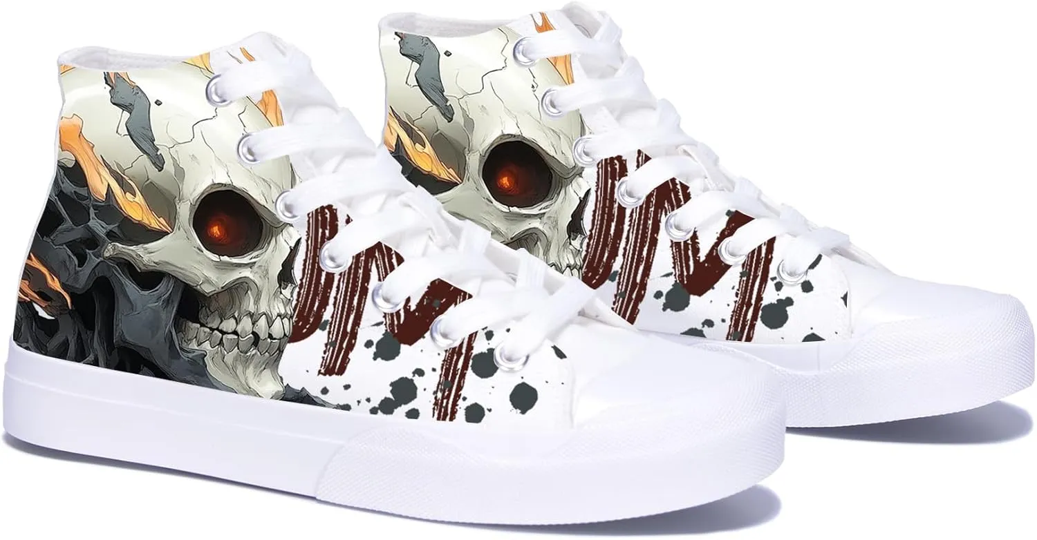 Skulls High Tops Canvas Shoes for Men Women Classic Lace Up Gothic Fashion Sneaker Street Casual Canvas Shoes