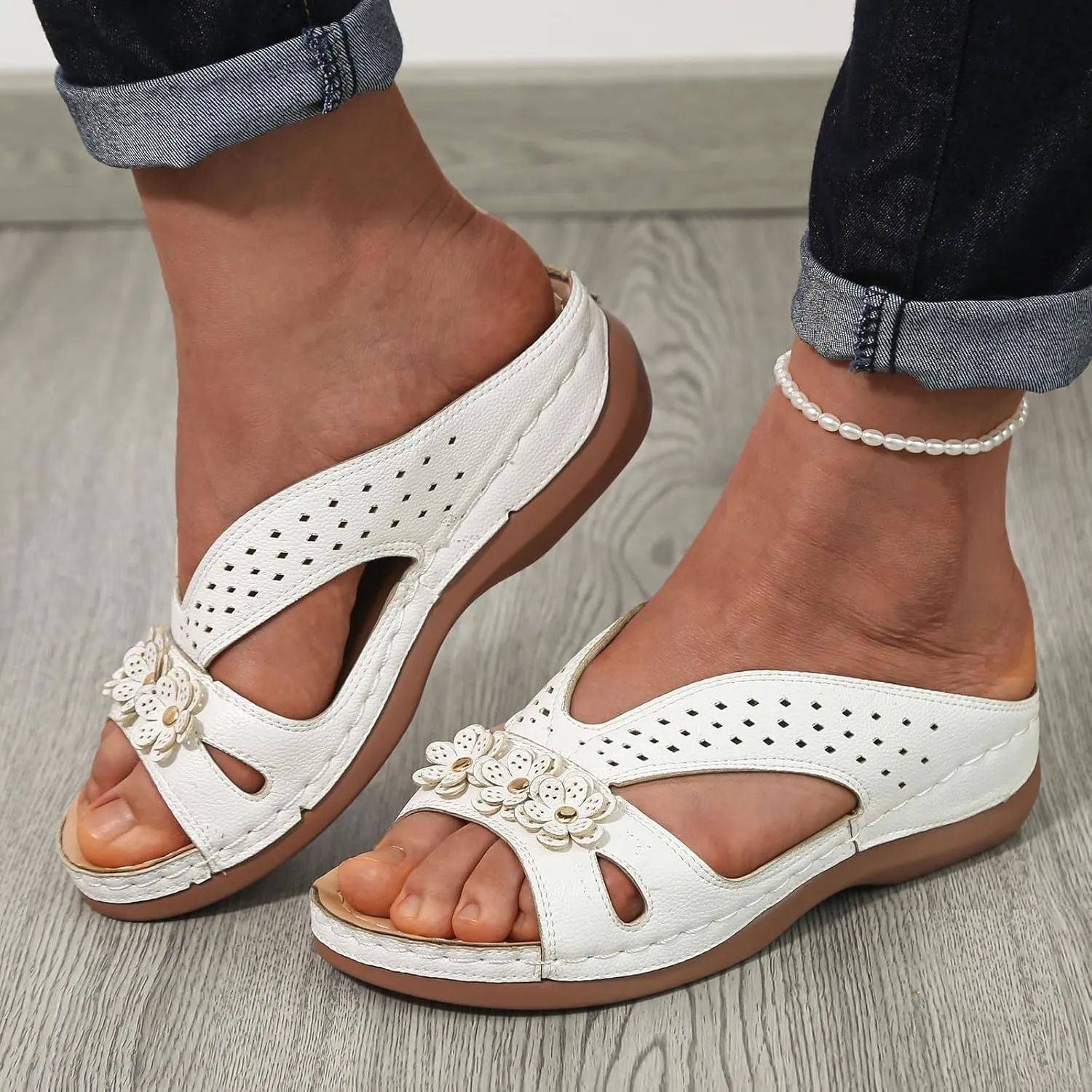 Slip On Dressy Summer Comfortable Slides Sandals Lightweight Memory Foam Platform Shoes Womens Casual Sandals