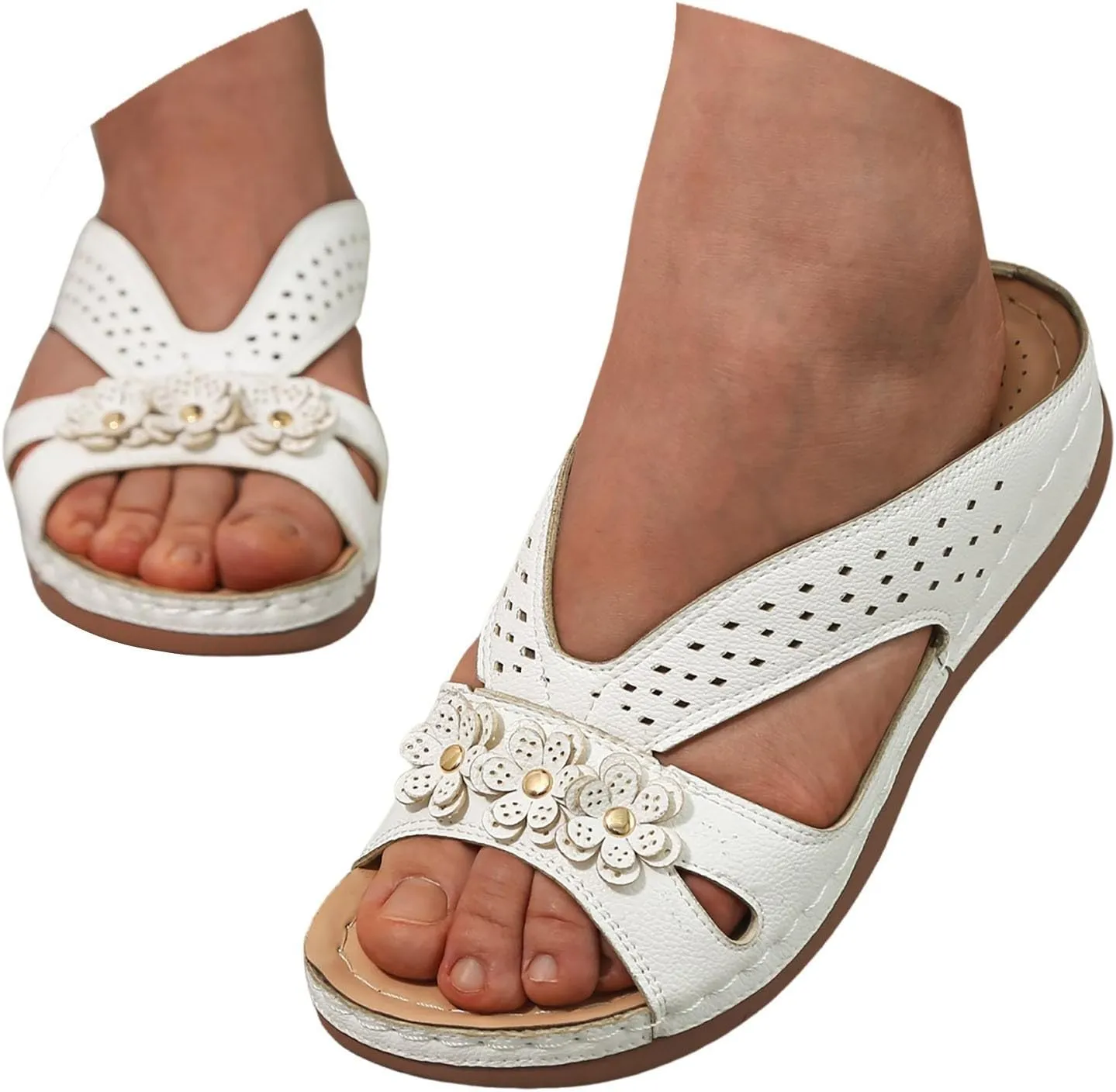 Slip On Dressy Summer Comfortable Slides Sandals Lightweight Memory Foam Platform Shoes Womens Casual Sandals