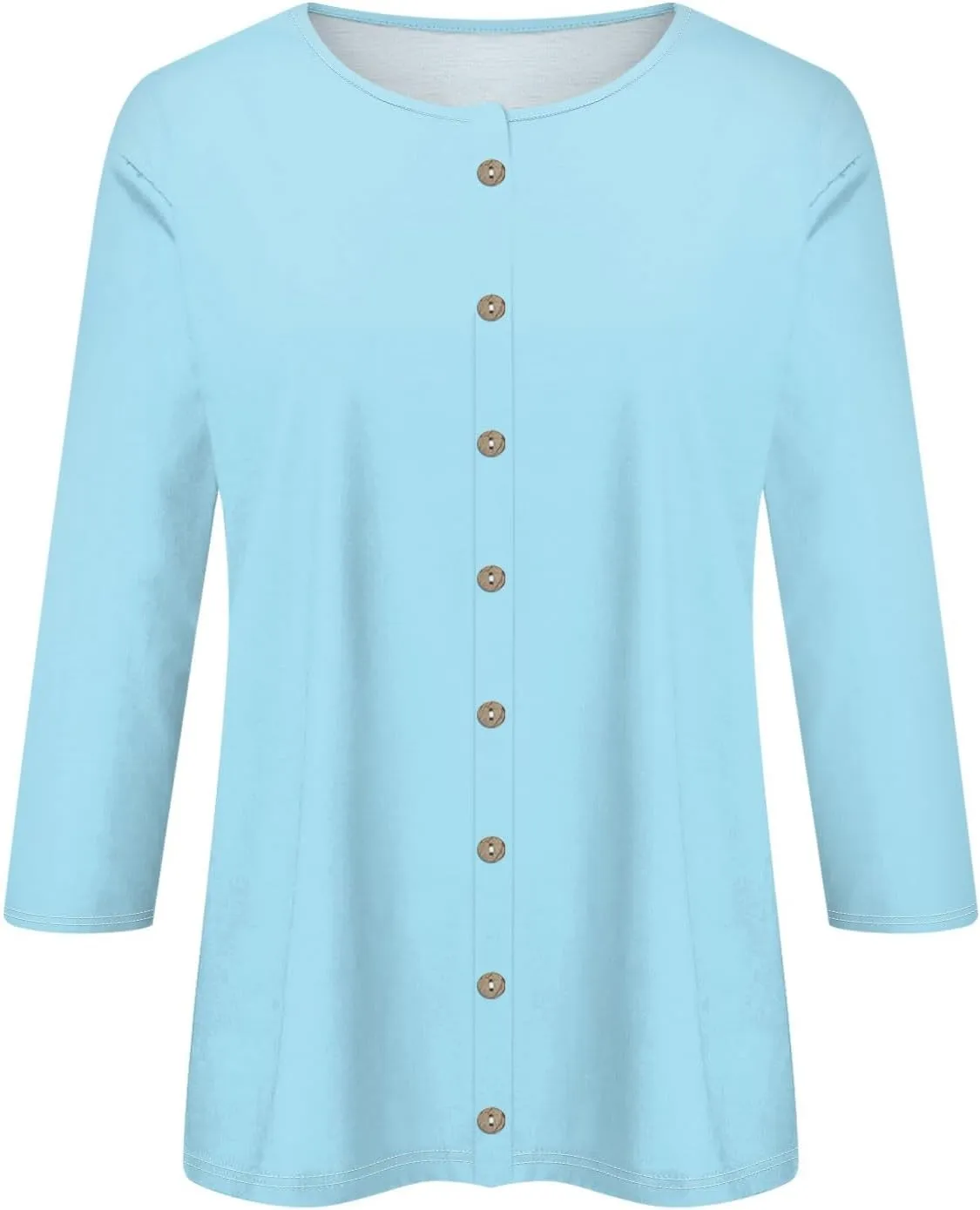 slqdgmryz Button Down Shirts for Women 3/4 Sleeve Lightweight Summer Cardigan Casual V Neck Three Quarter Length Cute Tops
