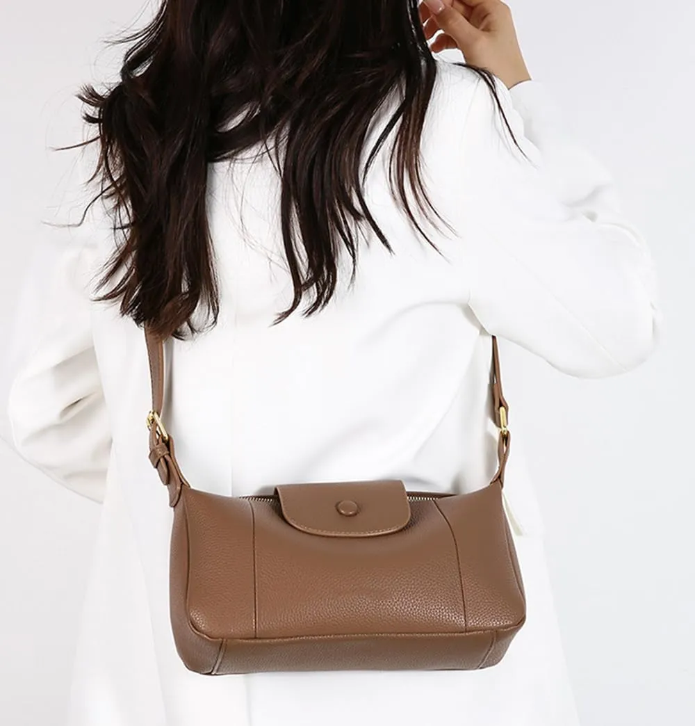 Small Crossbody Bag for Women Soft Leather Flap Purse and Handbag Fashion Casual Shoulder Bag Ladies Satchel (Khaki)