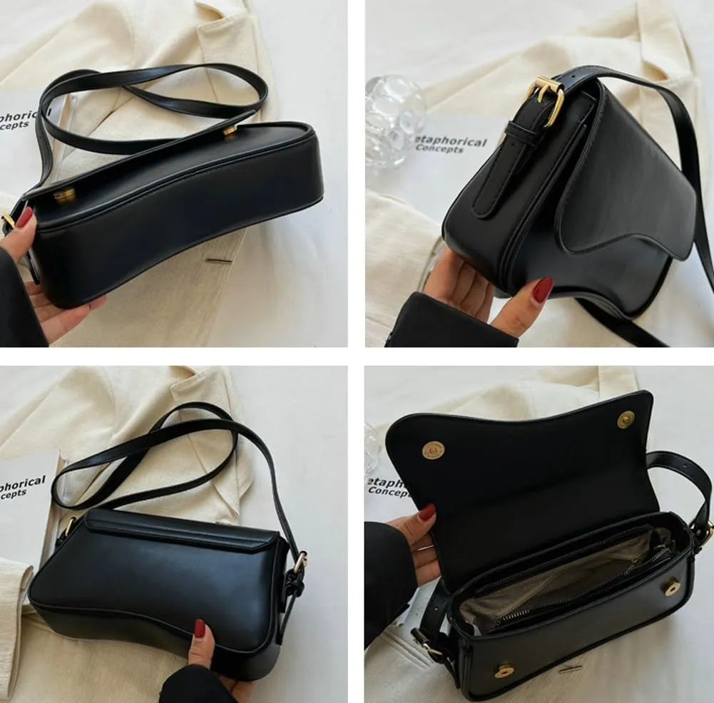 Small Shoulder Bags for Women, Crossbody Purses, Retro Artificial Leather Tote Handbag, Clutch Hobo Purse with Zipper