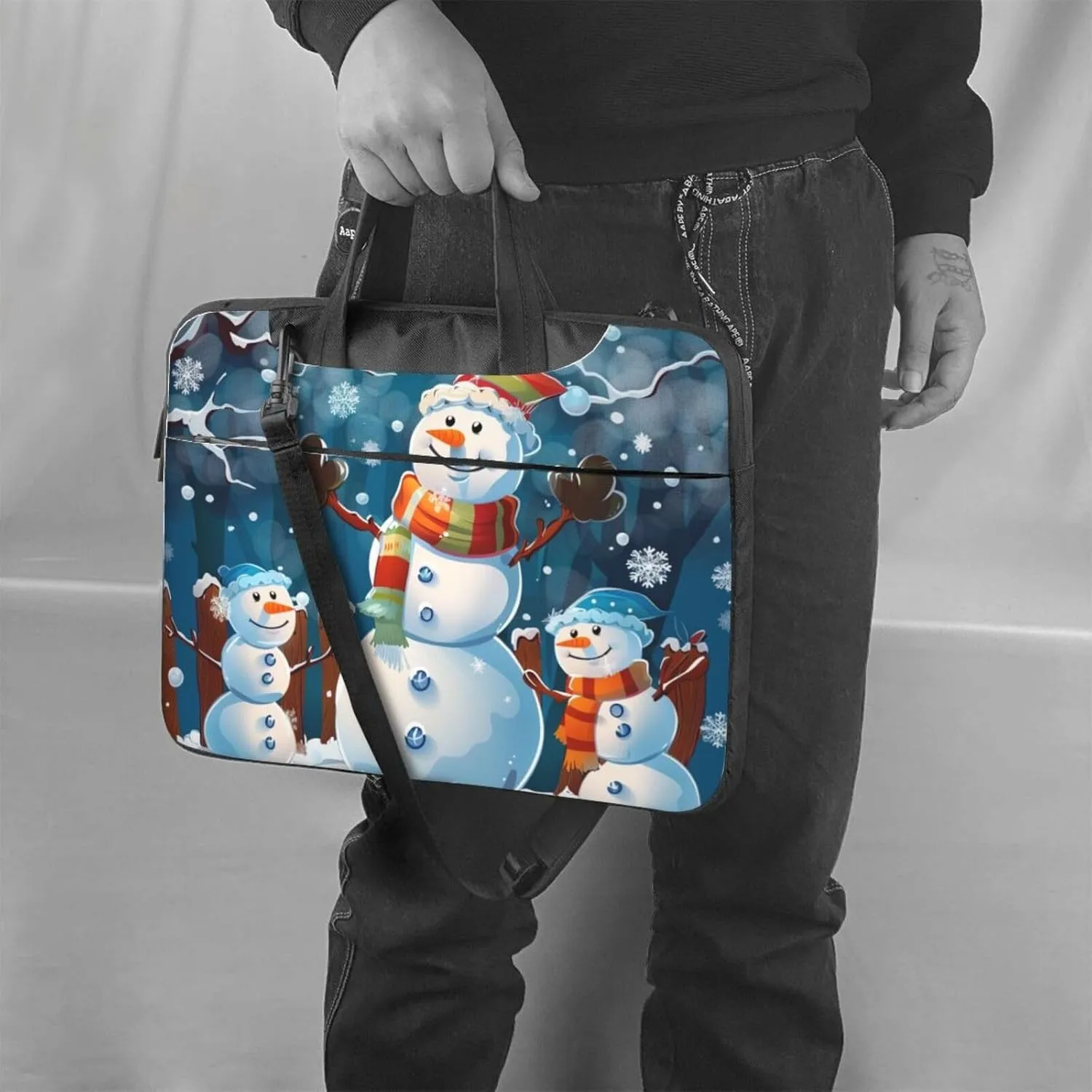 Snowman Printed Laptop Tote Bag Travel Business Computer Bag Work Bag for Men Women