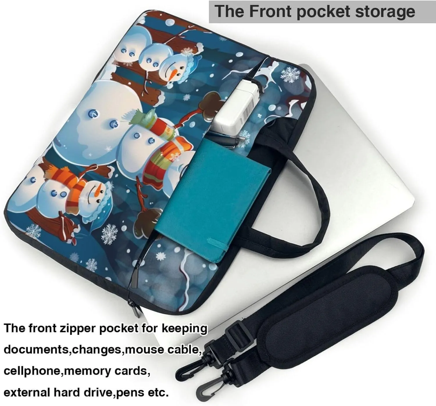 Snowman Printed Laptop Tote Bag Travel Business Computer Bag Work Bag for Men Women