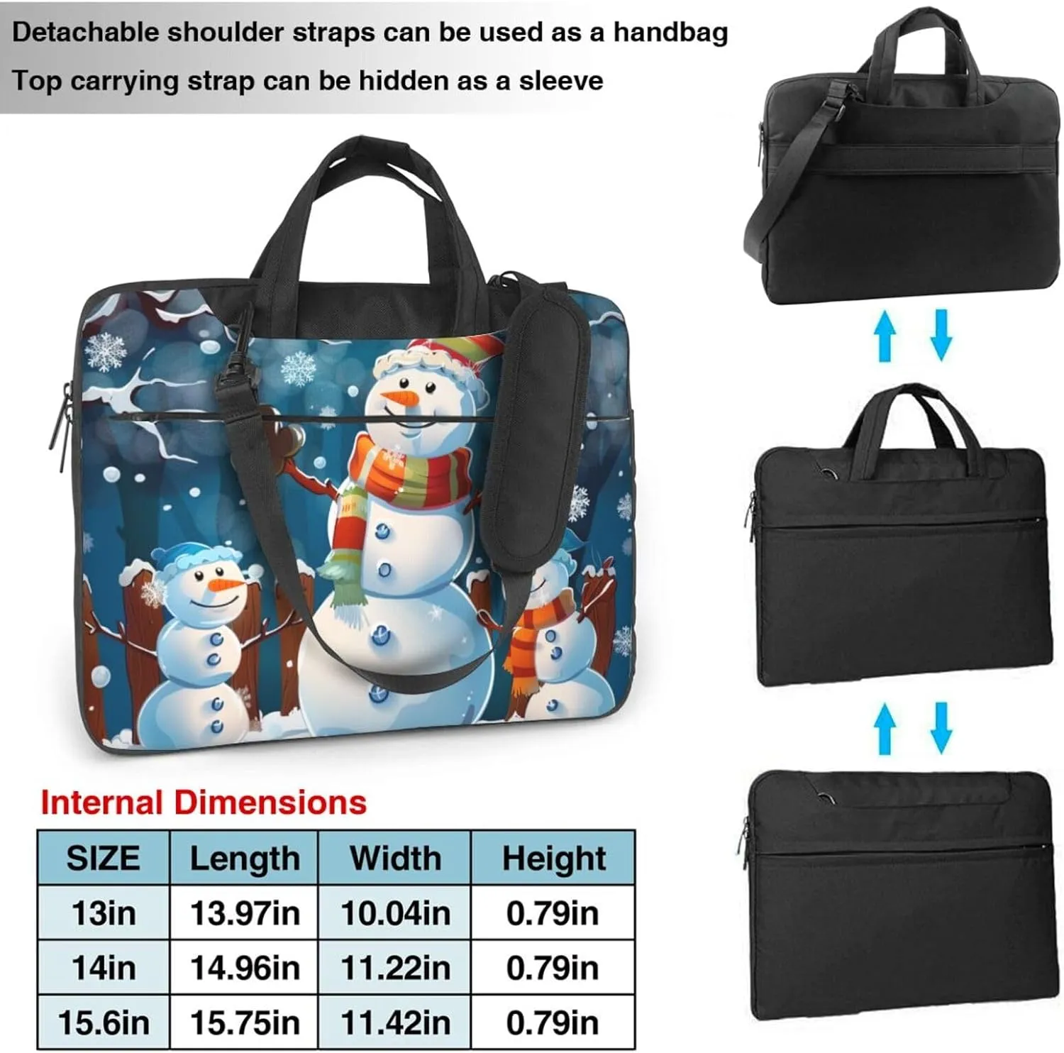 Snowman Printed Laptop Tote Bag Travel Business Computer Bag Work Bag for Men Women