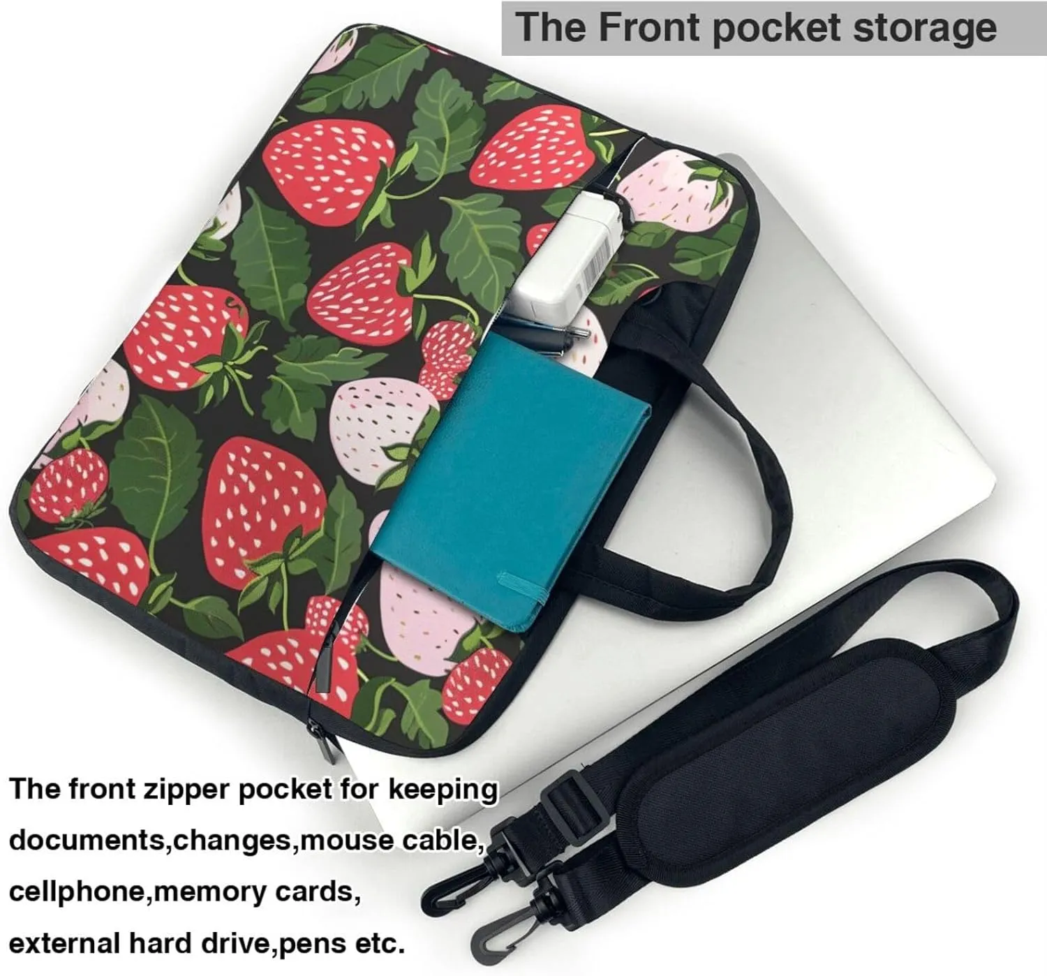 Strawberry Print Laptop Tote Bag Laptop Carrying Case Travel Bag Business Computer Bag Work Bag for Men Women