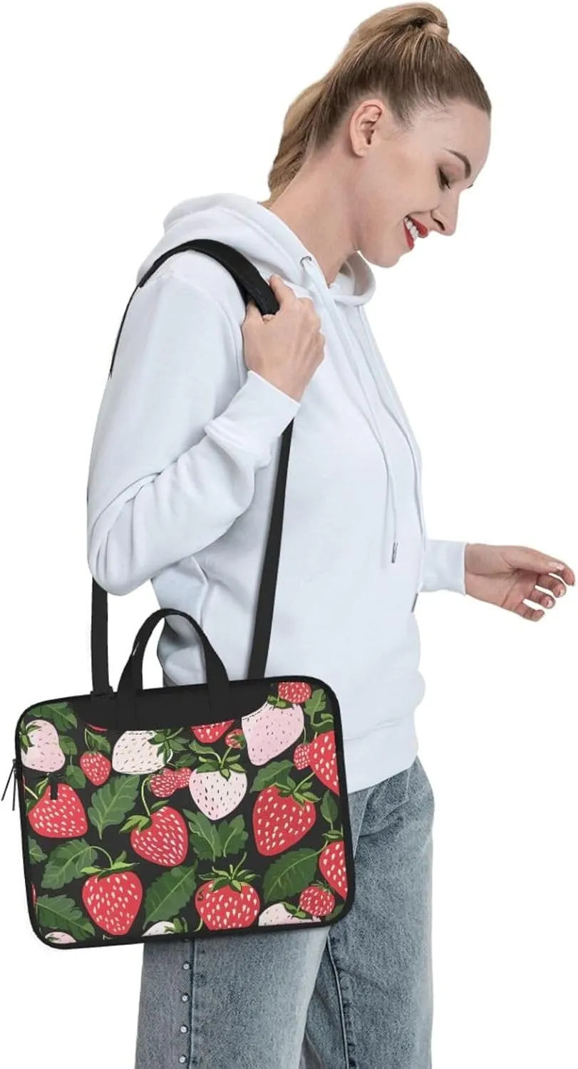 Strawberry Print Laptop Tote Bag Laptop Carrying Case Travel Bag Business Computer Bag Work Bag for Men Women