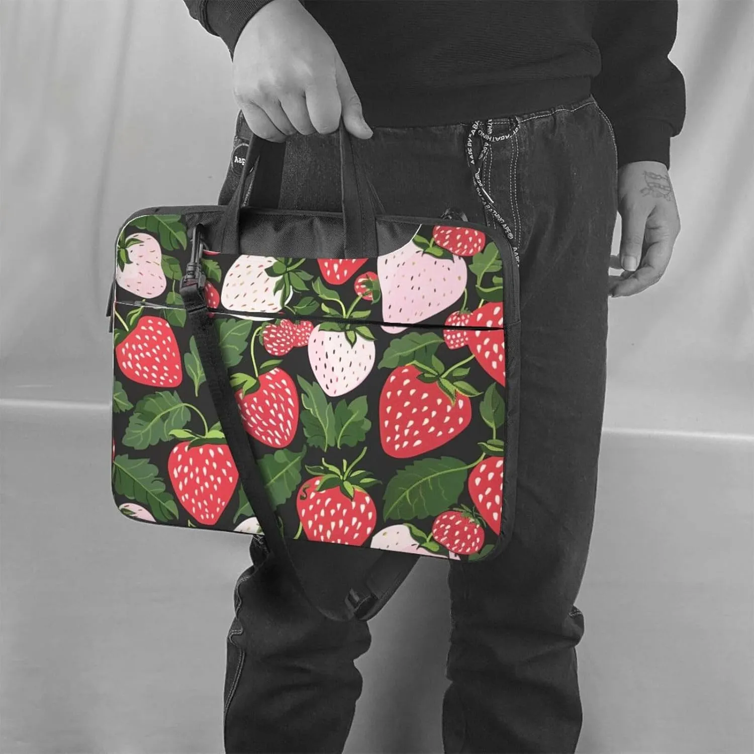 Strawberry Print Laptop Tote Bag Laptop Carrying Case Travel Bag Business Computer Bag Work Bag for Men Women