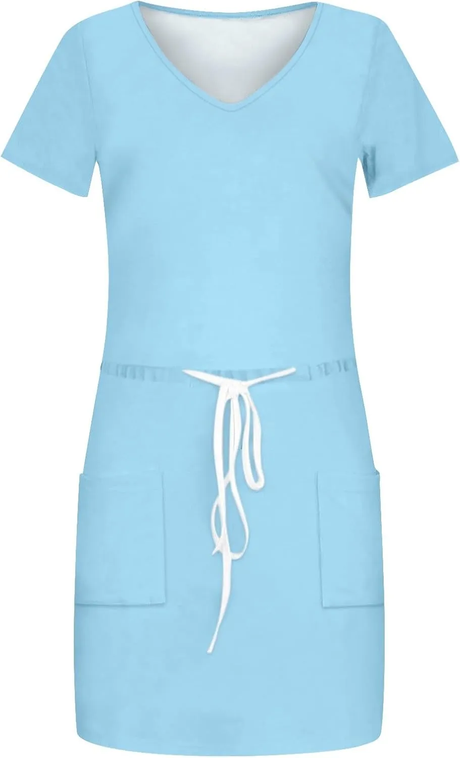 Striped T Shirt Dresses for Women 2025 Summer Casual Tie Waist Vacation Beach Dress Short Sleeve V Neck Wrap Dress