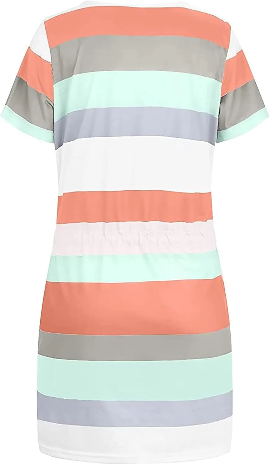 Striped T Shirt Dresses for Women 2025 Summer Casual Tie Waist Vacation Beach Dress Short Sleeve V Neck Wrap Dress