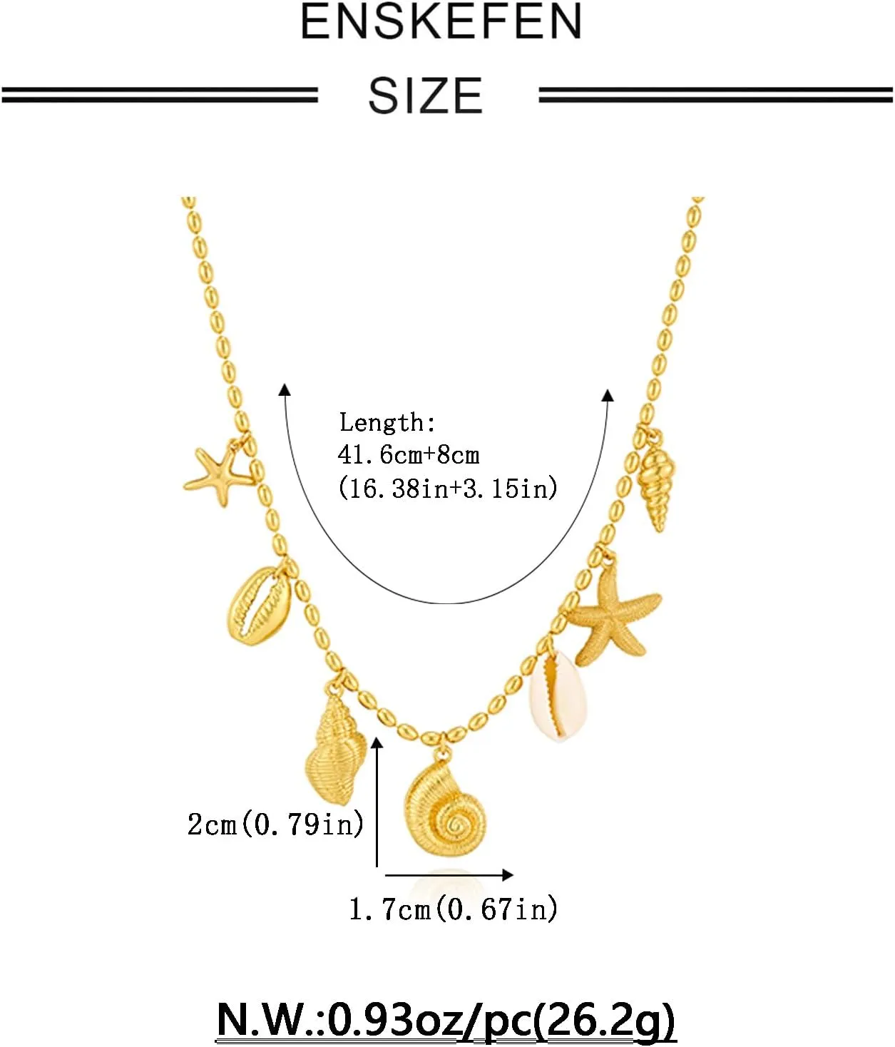 Summer Charms Necklace for Women Conch Seashell Starfish Pendant Choker Necklace Fashion Boho Beach Ocean Jewelry