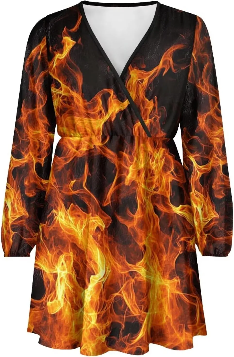 Summer Dress Mini Dress Deep V Neck Long Sleeve Dress Short Jumpsuits for Party Beach Cocktail