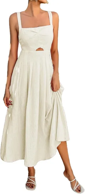 Summer Dresses for Women 2025 Boho Ruffle Swing Float A Line Maxi Dresses Lightweight Short Sleeve V Neck Beach Dress