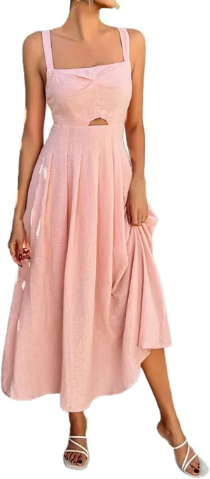 Summer Dresses for Women 2025 Boho Ruffle Swing Float A Line Maxi Dresses Lightweight Short Sleeve V Neck Beach Dress