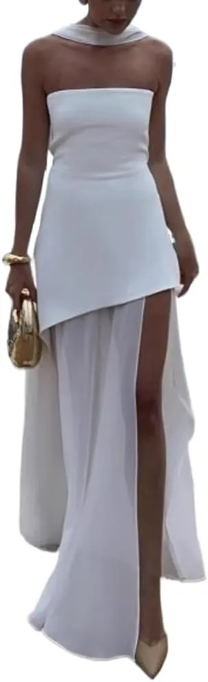 Summer Dresses for Women Fashion Tub Top Shoulder Sleeveless Beach Dress