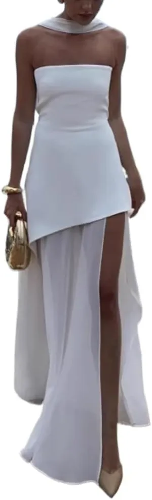 Summer Dresses for Women Fashion Tub Top Shoulder Sleeveless Beach Dress