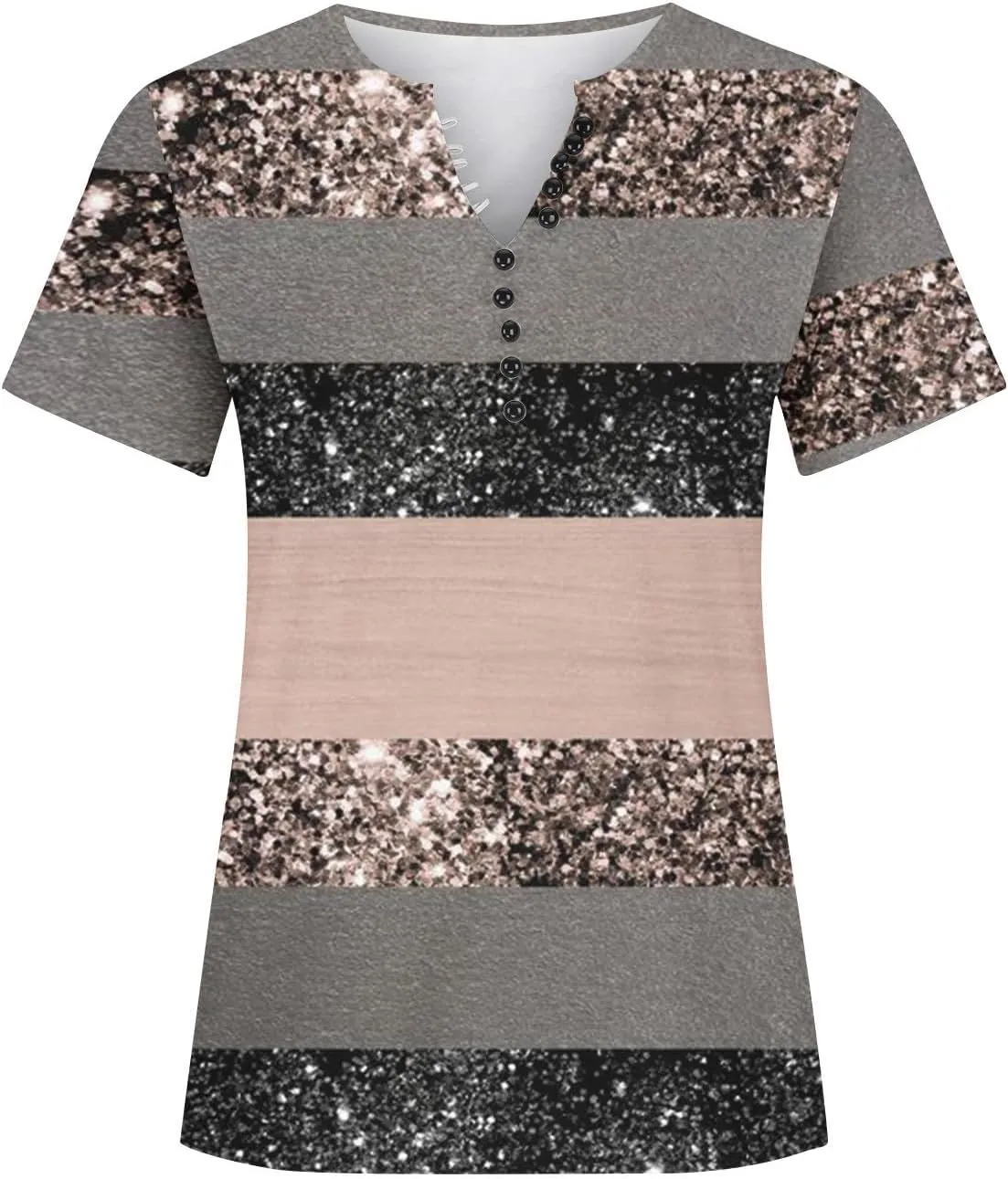 Summer Shirts for Women 2025 Plus Size Short Sleeve Henley Tops Marble Floral Loose Tshirt Tee Casual Dressy Tunics