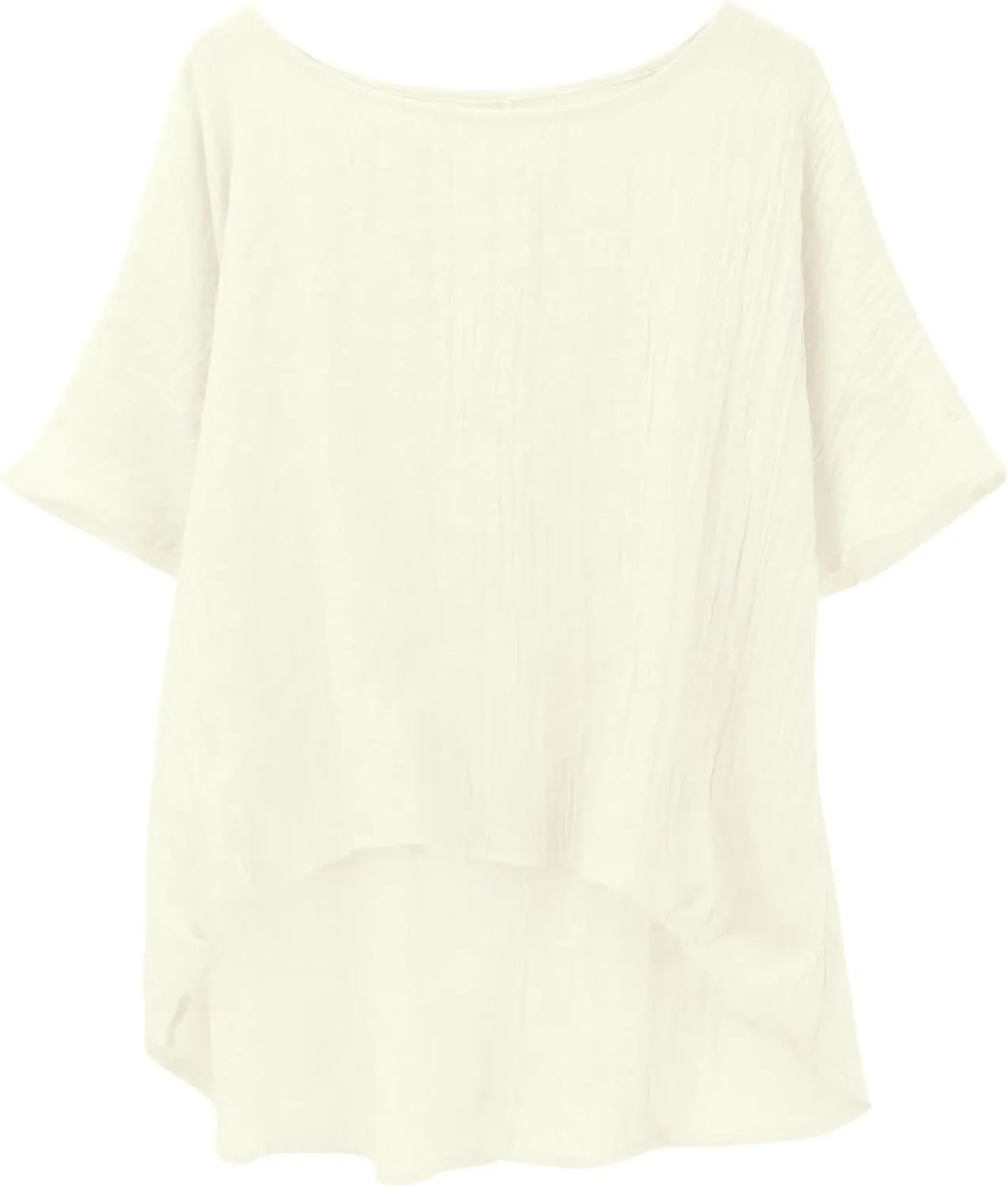 Summer Tops for Women 2025 Trendy Short Sleeve Cotton Linen Shirt Curved Hem Casual Boho Gauze Tunic Blouses Outfits
