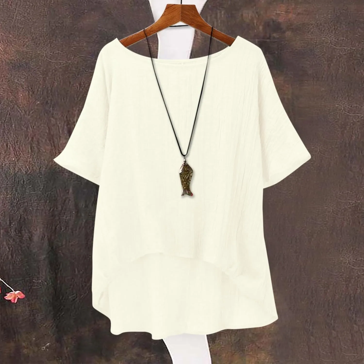 Summer Tops for Women 2025 Trendy Short Sleeve Cotton Linen Shirt Curved Hem Casual Boho Gauze Tunic Blouses Outfits