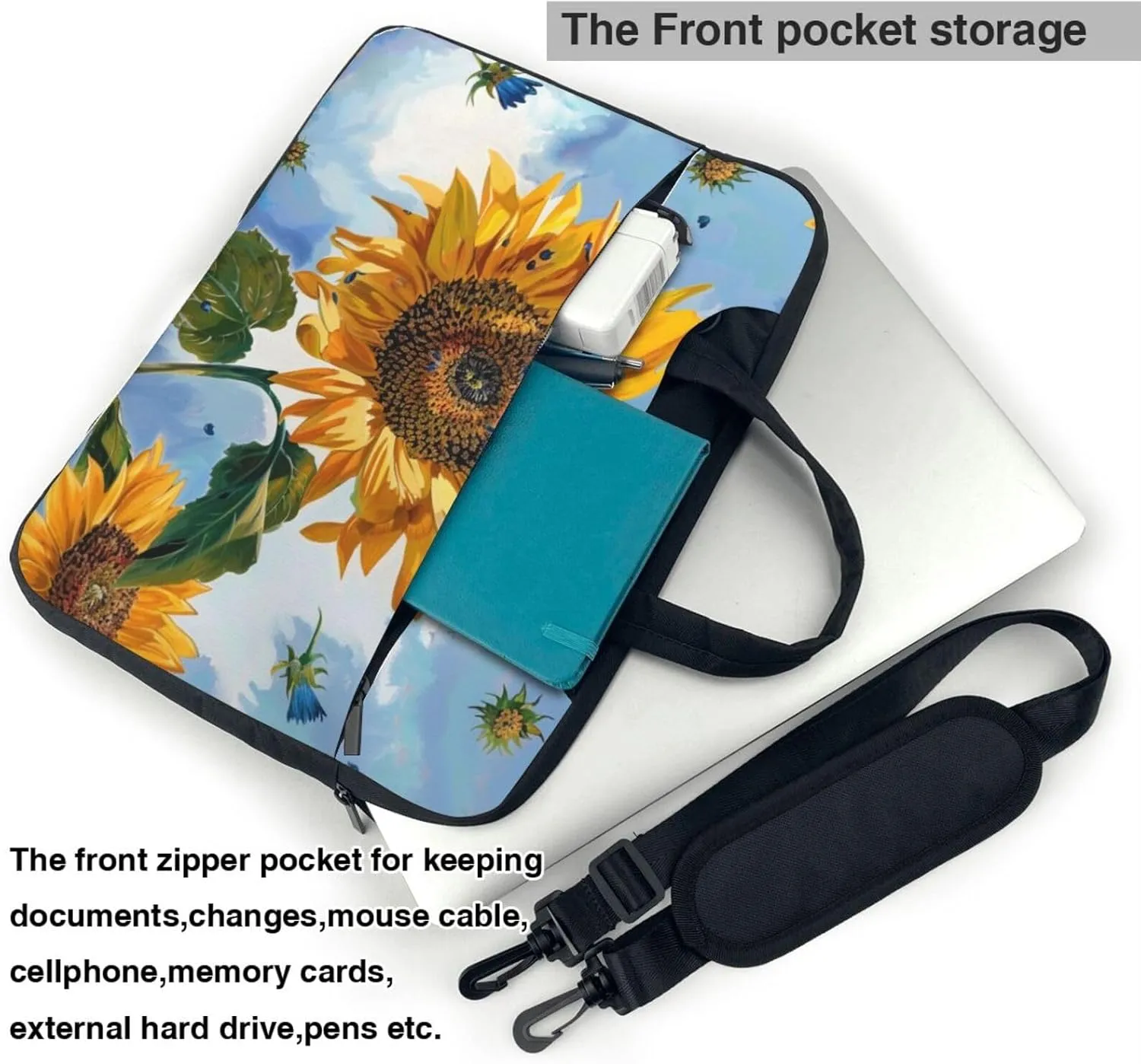 Sunflower Laptop Tote Bag Travel Business Computer Bag Work Bag for Men Women