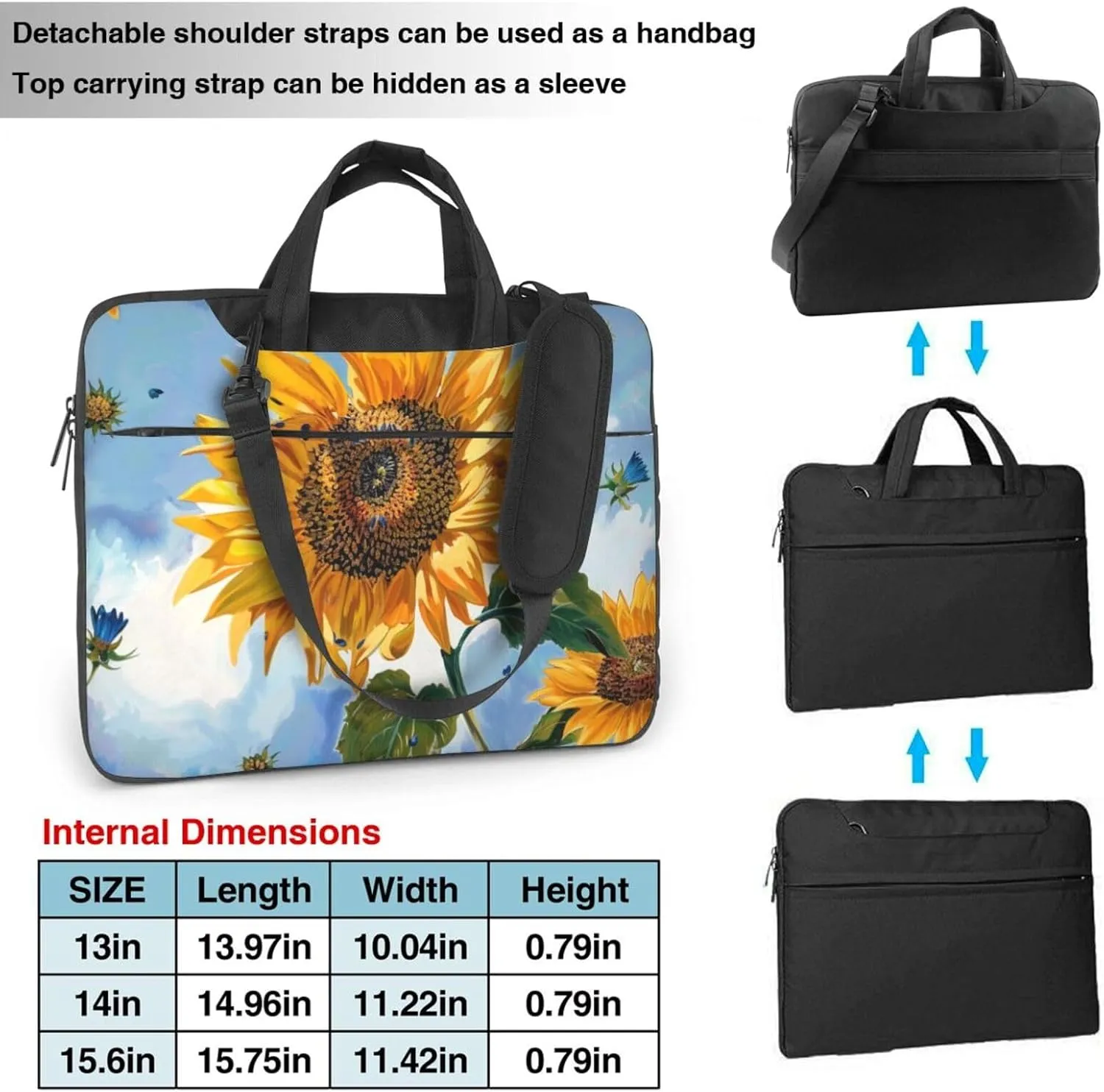 Sunflower Laptop Tote Bag Travel Business Computer Bag Work Bag for Men Women