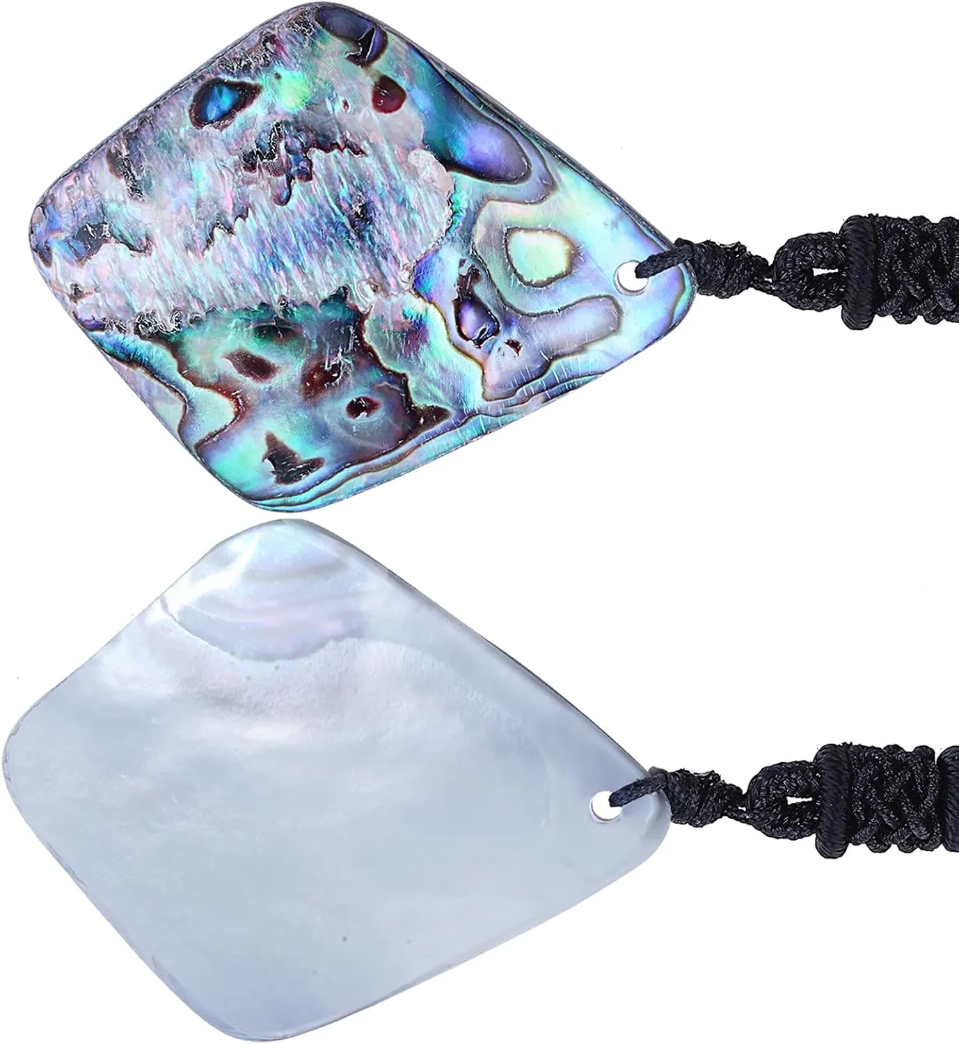 SUNYIK Natural Abalone Shell Pendant Necklaces for Women Unisex Assorted Shapes with Adjustable Rope 18-25"